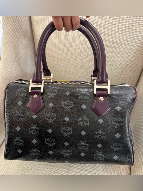 MCM Handbags - MCM Lion Patchwork Leather Boston Bag